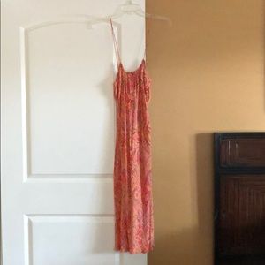 Pink patterned dress with skinny straps